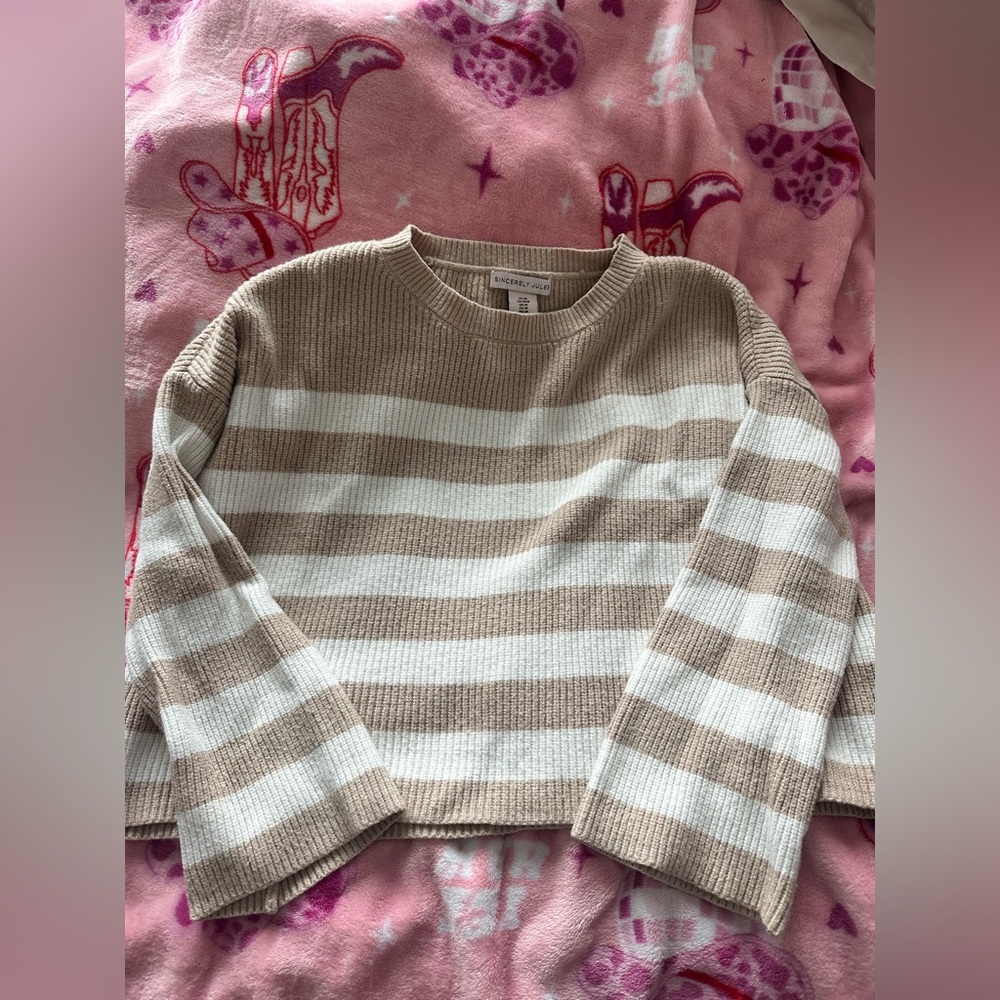 Sincerely Jules Taupe Ribbed Knit Crop Top Sweater